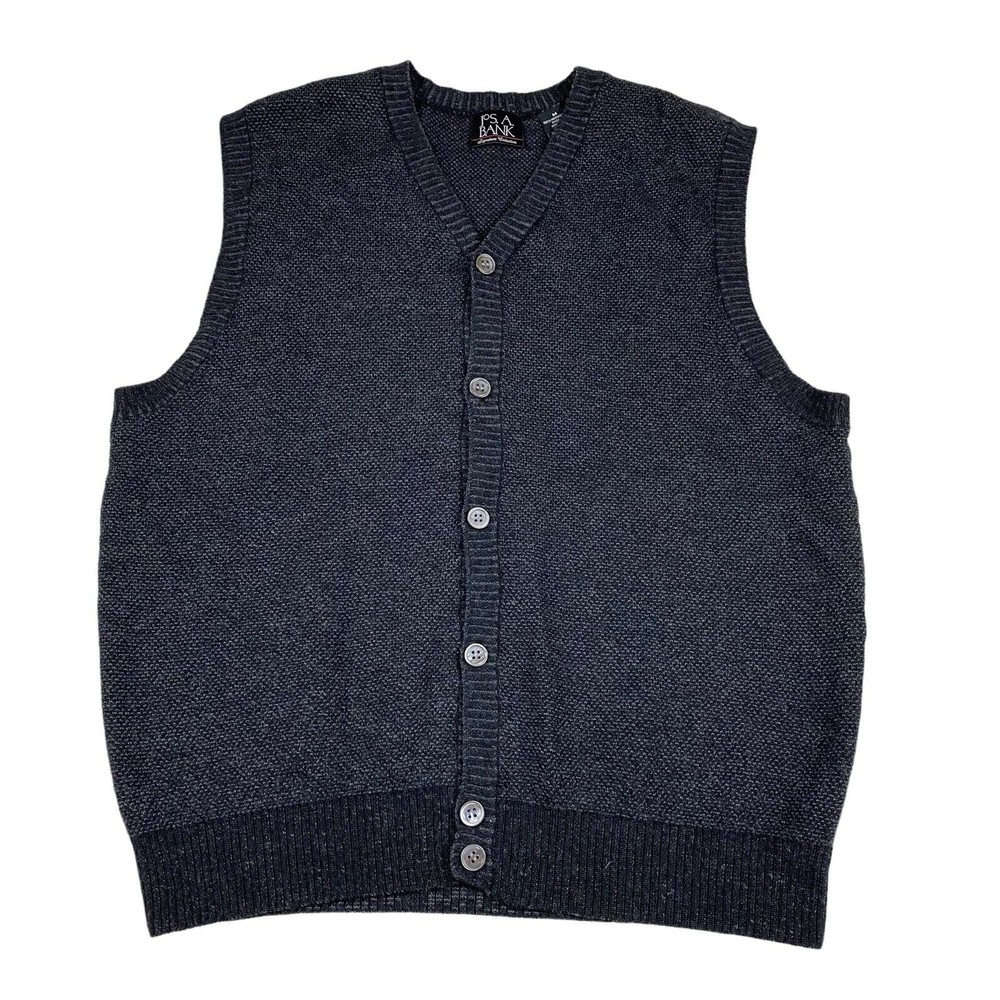 JOS A BANK Men’s Sweater Vest Knit Button Front 100% Merino Wool Sz M